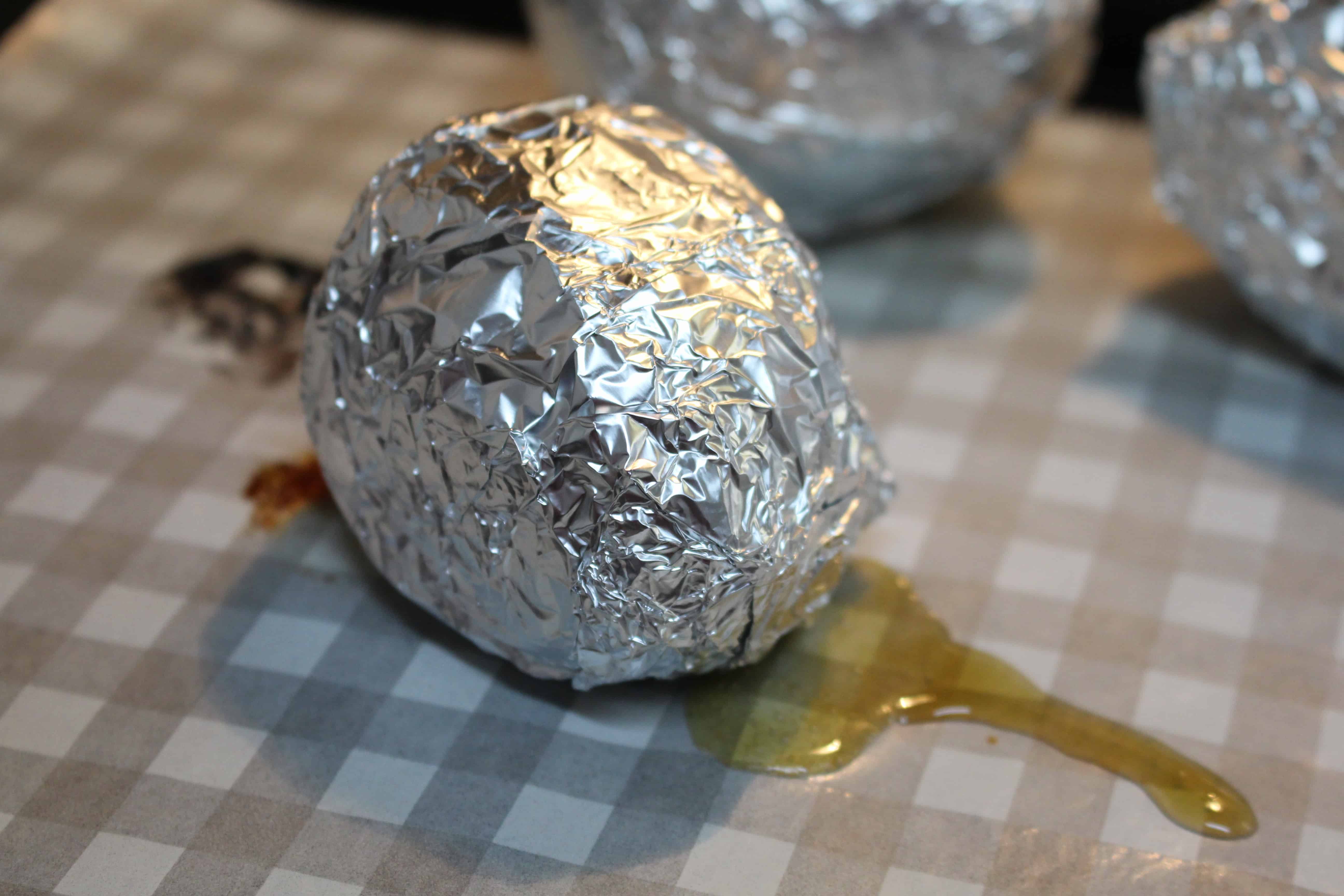 Annoimo sweet potato wrapped in aluminum foil