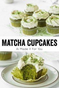 Fluffy matcha cupcakes with white chocolate frosting