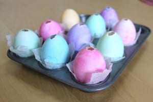 Eggs dyed for easter cupcakes