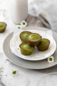 Stack of matcha almond cakes