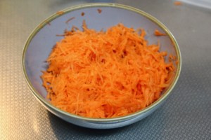 grated carrots for carrot cake cupcakes
