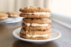 Chewy Coconut Oatmeal Cookie Sandwiches