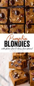 Pumpkin blondies with chocolate chips and pecans
