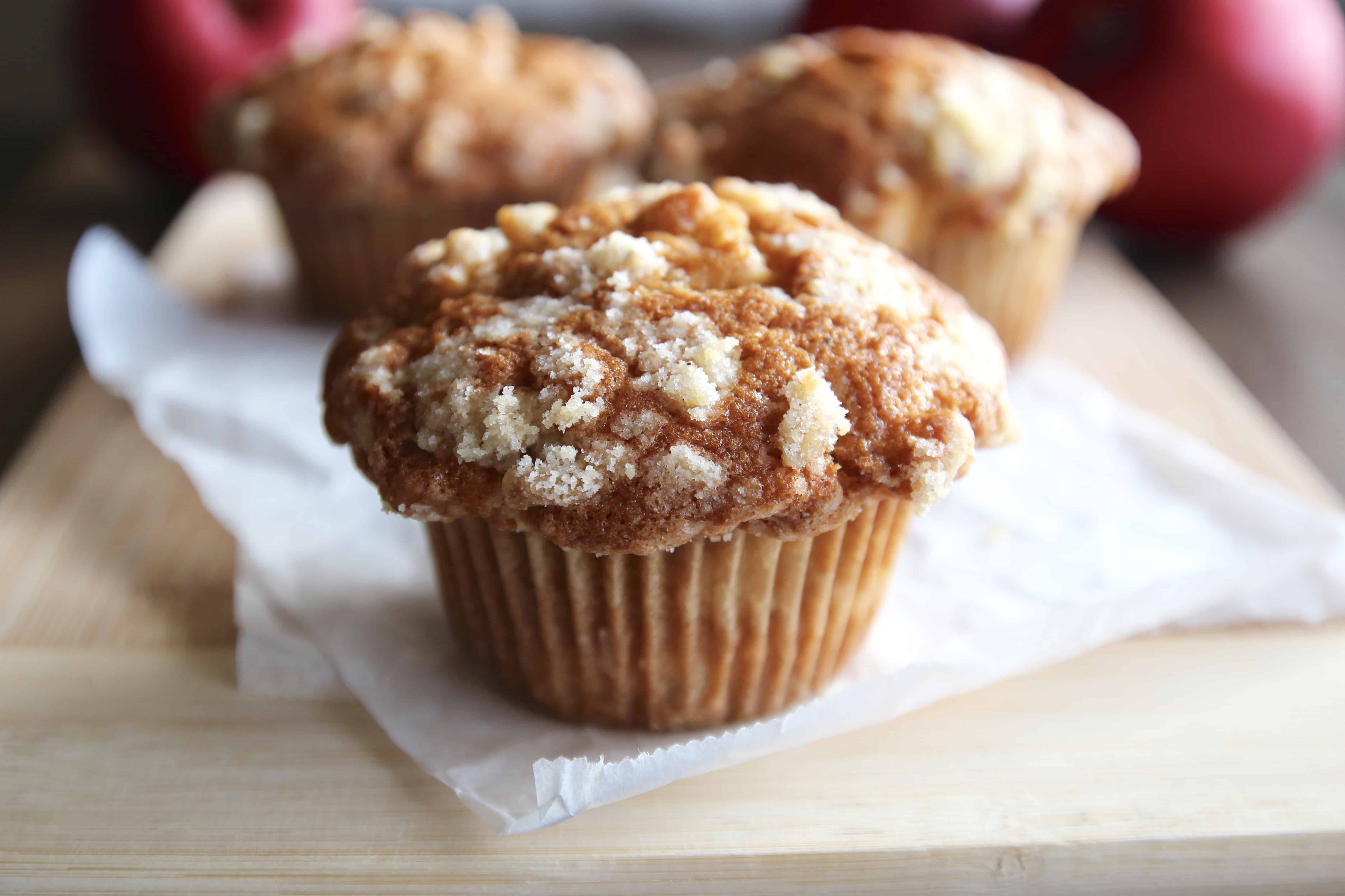 Apple muffin on parchment paper