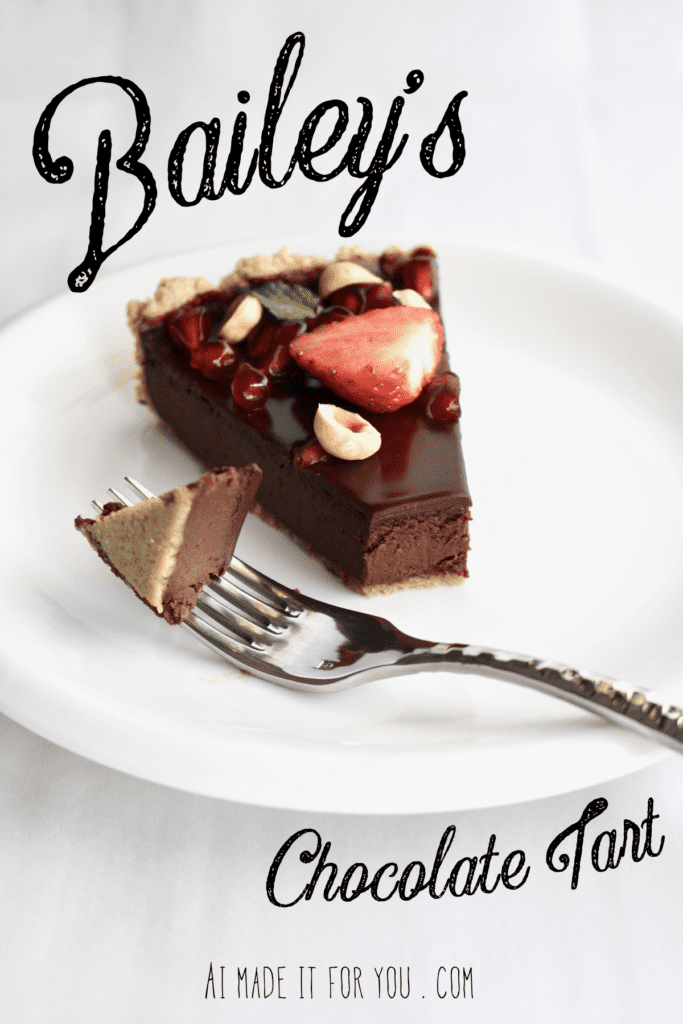 This Bailey's chocolate tart is rich and decadent. It's not green, but full of Irish cream, it's the perfect adult dessert for St. Patrick's Day!