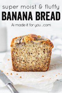 Mom's banana bread is super moist because it uses cake flour and lots of ripe bananas. It's the only banana bread recipe you'll ever need! #bananabread #moist #bananacake #loafcake #quickbread #cakeflour #ripebananas