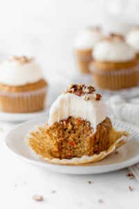 Carrot cupcake with a bite taken out