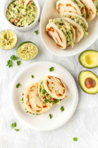 Reina pepiada is a Venezuelan chicken avocado filling for arepas! It's so fresh and satisfying, you'll be making it again and again! #avocado #chickenbreast #chickensalad #arepas #glutenfree