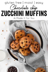 Gluten-free chocolate chip zucchini muffins
