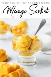 Mango lime sorbet in a glass