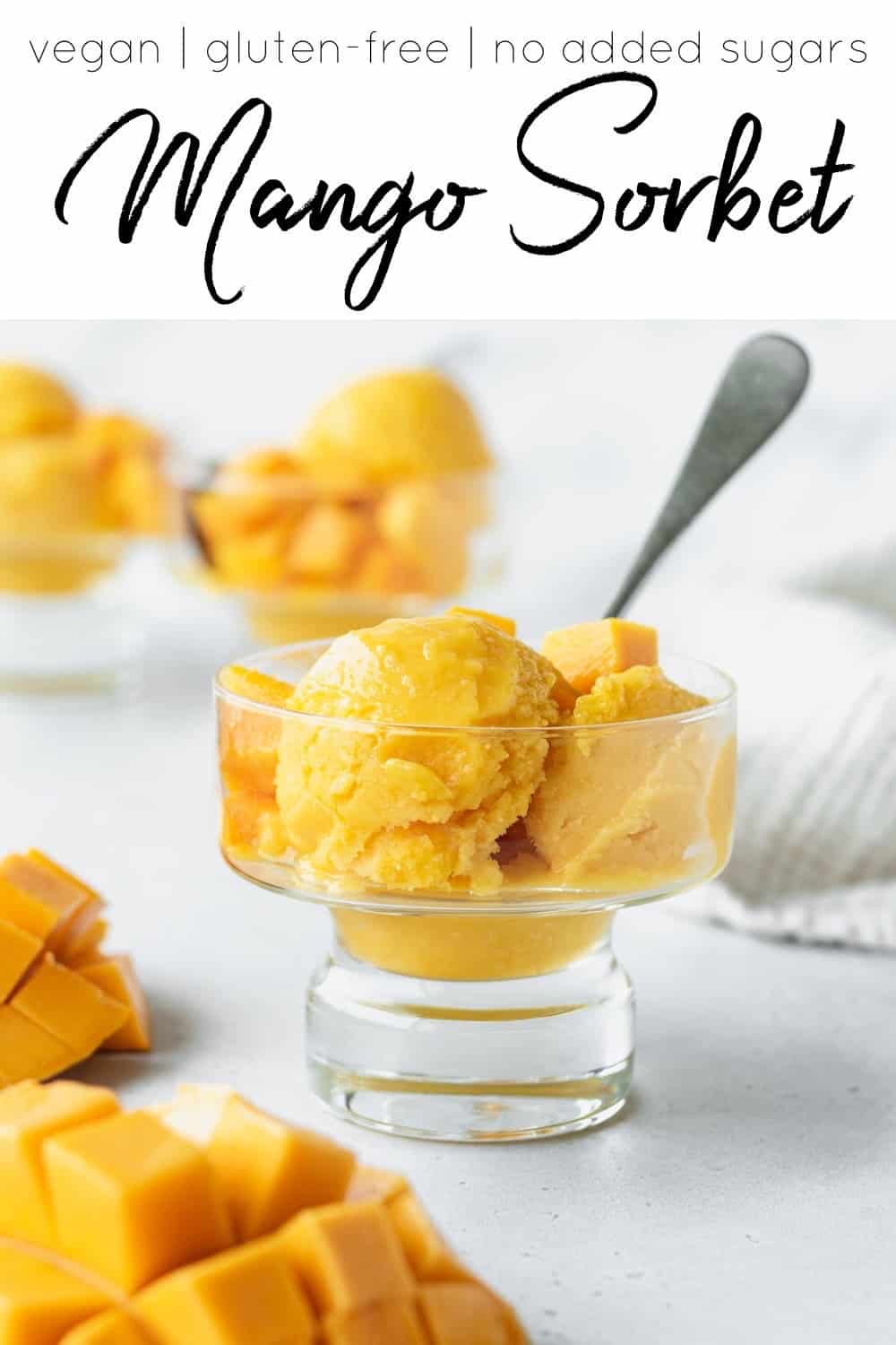 Mango lime sorbet in a glass