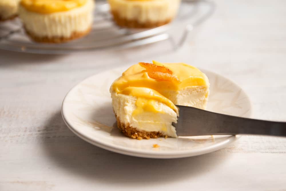 Yuzu cheesecake is my FAVORITE cheesecake! The cheesecakes are rich and creamy, which pairs perfectly with the zesty and tangy yuzu curd.