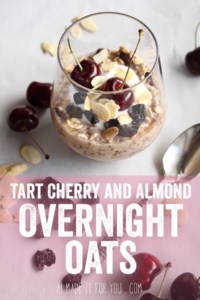 Overnight oats are the perfect breakfast for the summer! This overnight oat recipe incorporates dried tart cherries and almonds! The addition of dried tart cherries brings a refreshing twist to the classic creamy oatmeal breakfast. #overnightoats #oatmeal #cherry #cherries #driedfruit #driedcherries #almond #almondmilk #chiaseeds #chia #organic #fruitbliss #fiber #healthy #weightloss #recipe