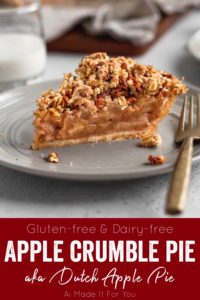 A slice of gluten free apple crumble pie