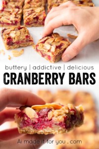 Cranberry oat bars are the perfect combination of sweet and tangy! Rich from the browned butter, crunchy, yet jammy in the center!