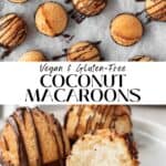Vertical pin of gluten-free vegan coconut macaroons.
