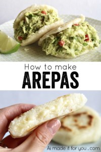 Arepas are traditional Colombian and Venezuelan gluten-free bread made from precooked cornmeal, and they are SO good! Crispy on the outside and oh so moist on the inside! #glutenfree #arepas #bread #noyeastbread #glutenfreebread