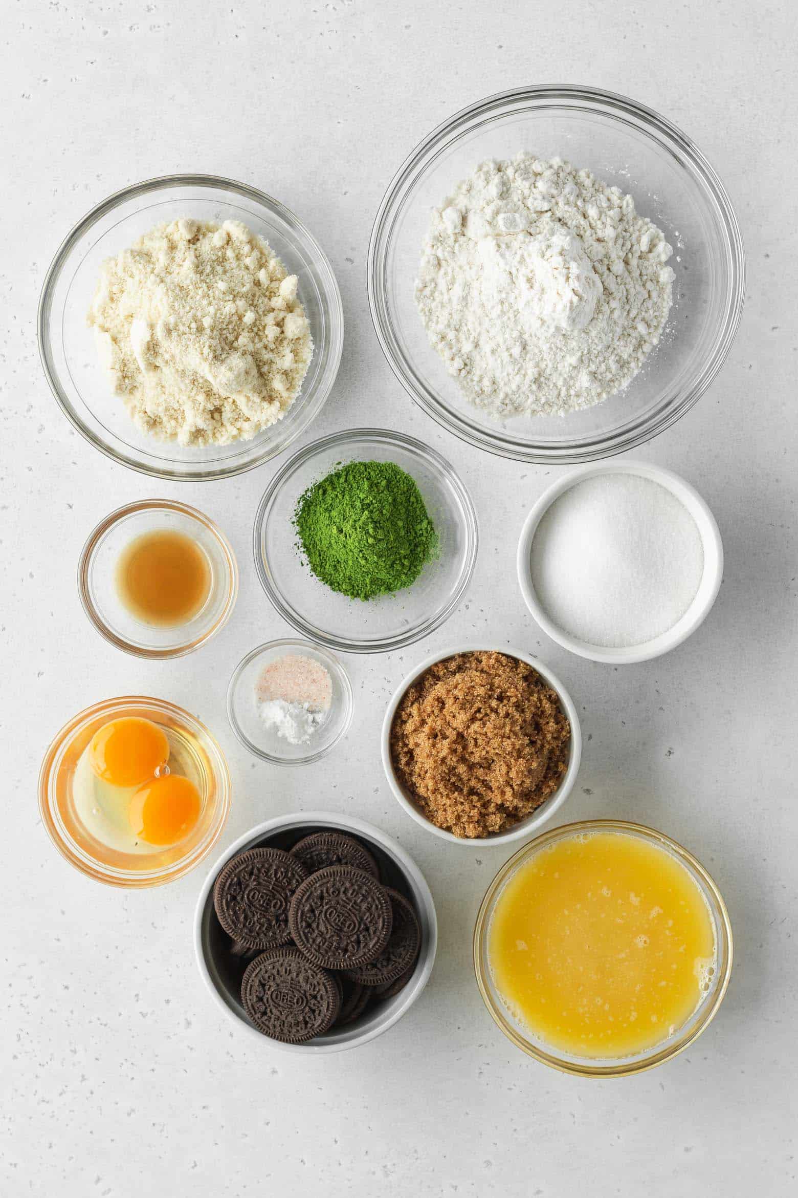 Ingredients to make matcha blondies