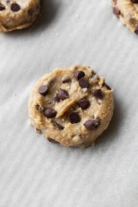 Cookie dough with chocolate chips and flaky sea salt