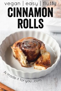 These vegan cinnamon rolls are super easy to make! So fluffy and topped with a cashew cream cheese icing, these vegan cinnamon buns are loved by everyone! #vegancinnamonrolls #cinnamonrolls #cinnamonbuns #veganrecipe #easyrecipe