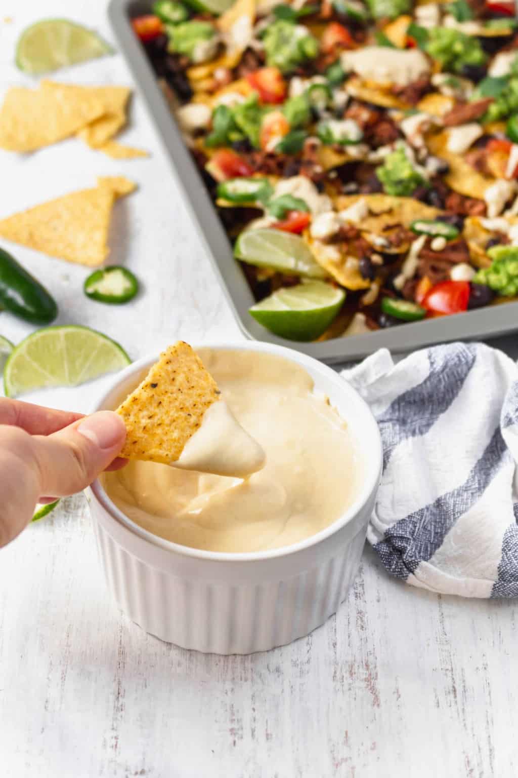 Pulled Jackfruit Nachos with Cheesy Vegan Queso 6 A can of Chef's Choice coconut milk, a key ingredient for achieving the creamiest and most delicious vegan queso recipe.