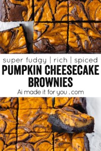 Pumpkin cheesecake swirl brownies are the perfect combination of chocolate and pumpkin! SUPER fudgy brownies with creamy pumpkin cheesecake! #pumpkincheesecake #pumpkinbrownies #pumpkincheesecakebrownies #fudgybrownies #fudgebrownies