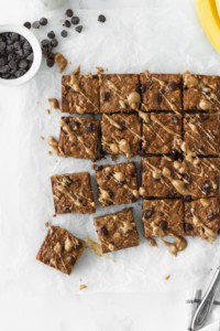 Pieces of peanut butter banana oatmeal bars