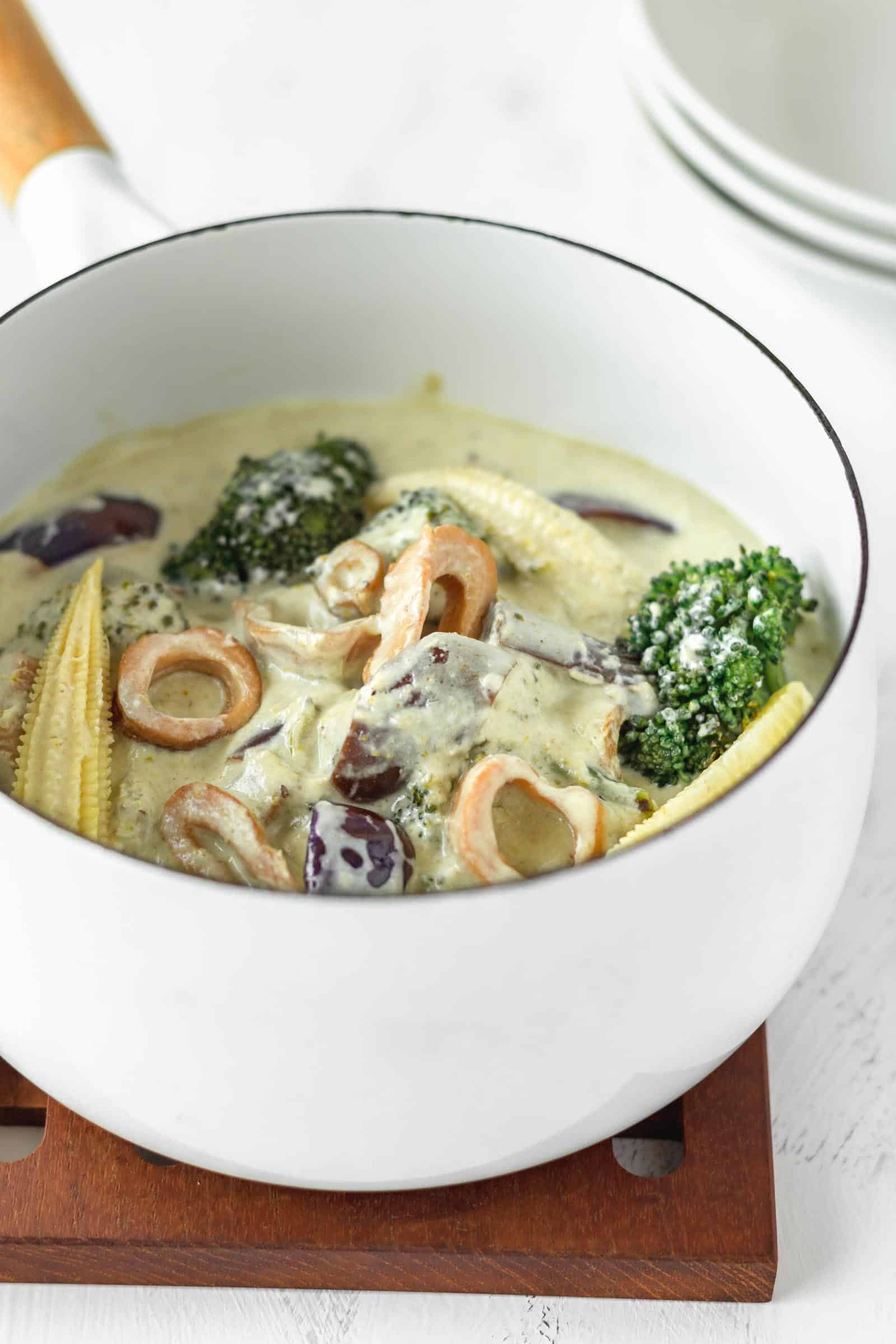 pot of vegan green curry