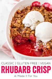 Gluten free and dairy free rhubarb crisp