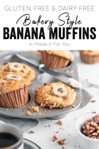 Gluten free banana muffins in a muffin tin