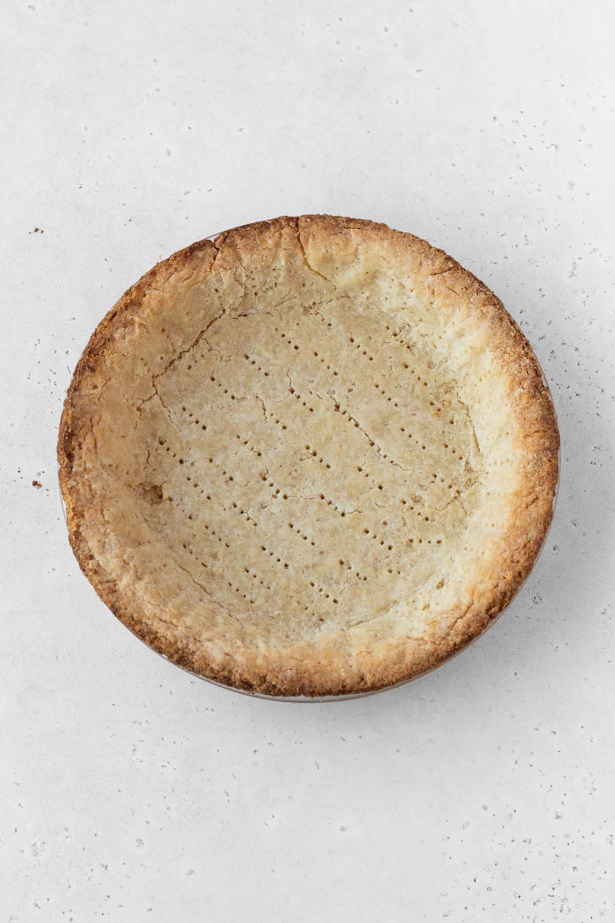 A blind baked pie shell.