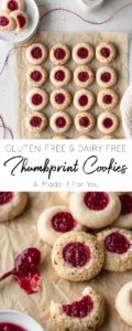 Gluten free and dairy free thumbprint cookies
