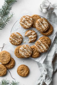 Gluten-free gingersnaps with maple glaze drizzled on top