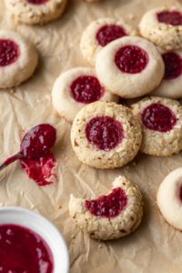Gluten free thumbprint cookies with cranberry sauce