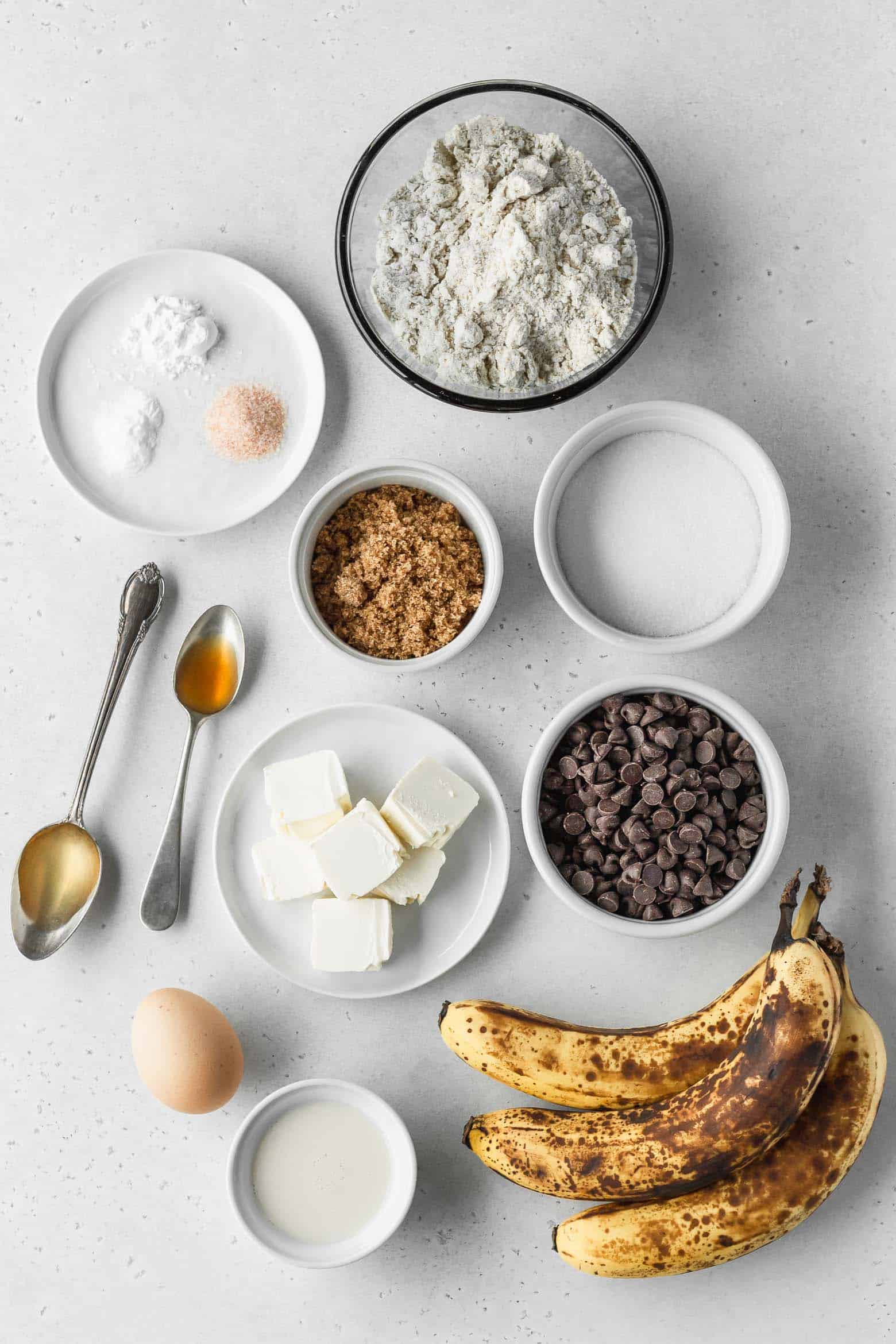 Chocolate chip banana bread ingredients