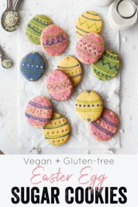 Easter egg sugar cookies decorated with colorful icing