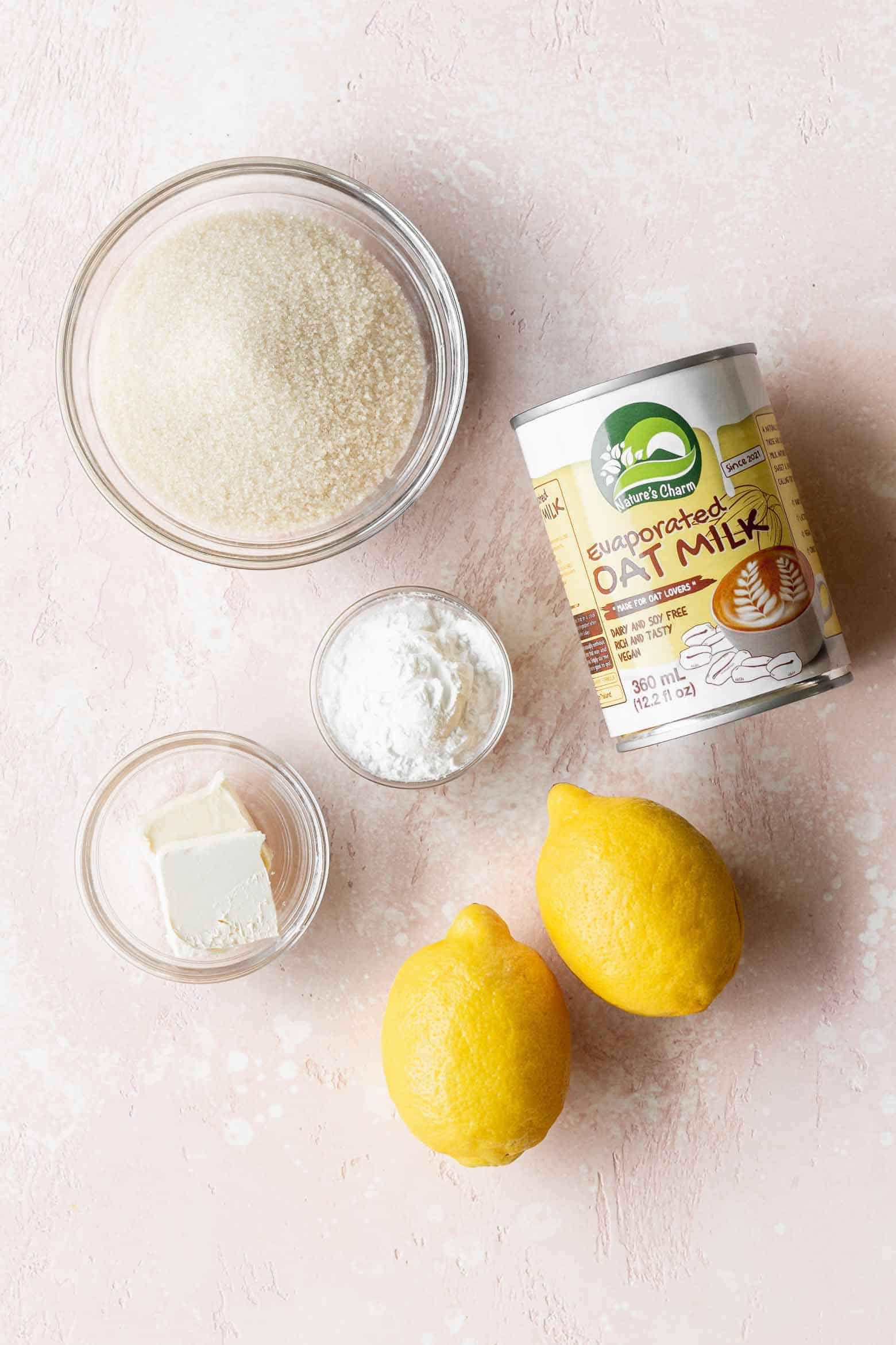 Vegan lemon curd ingredients