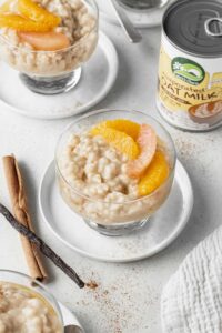 Rice pudding with orange compote on top