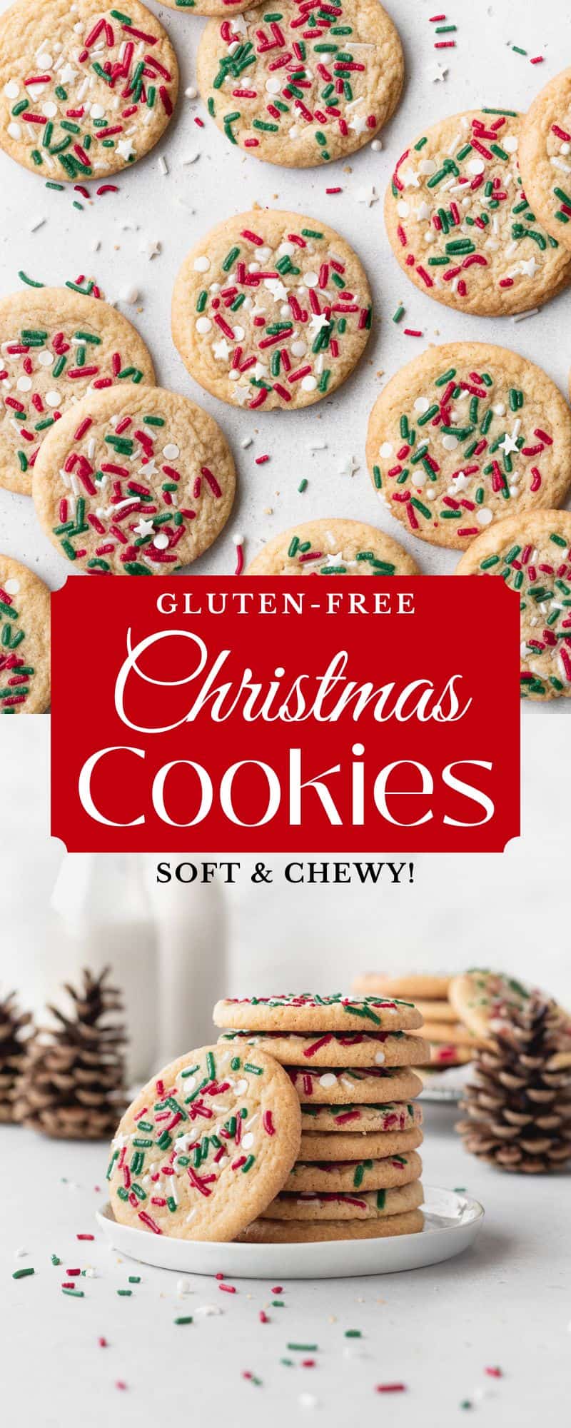 Gluten-free Christmas cookies with red and green sprinkles.