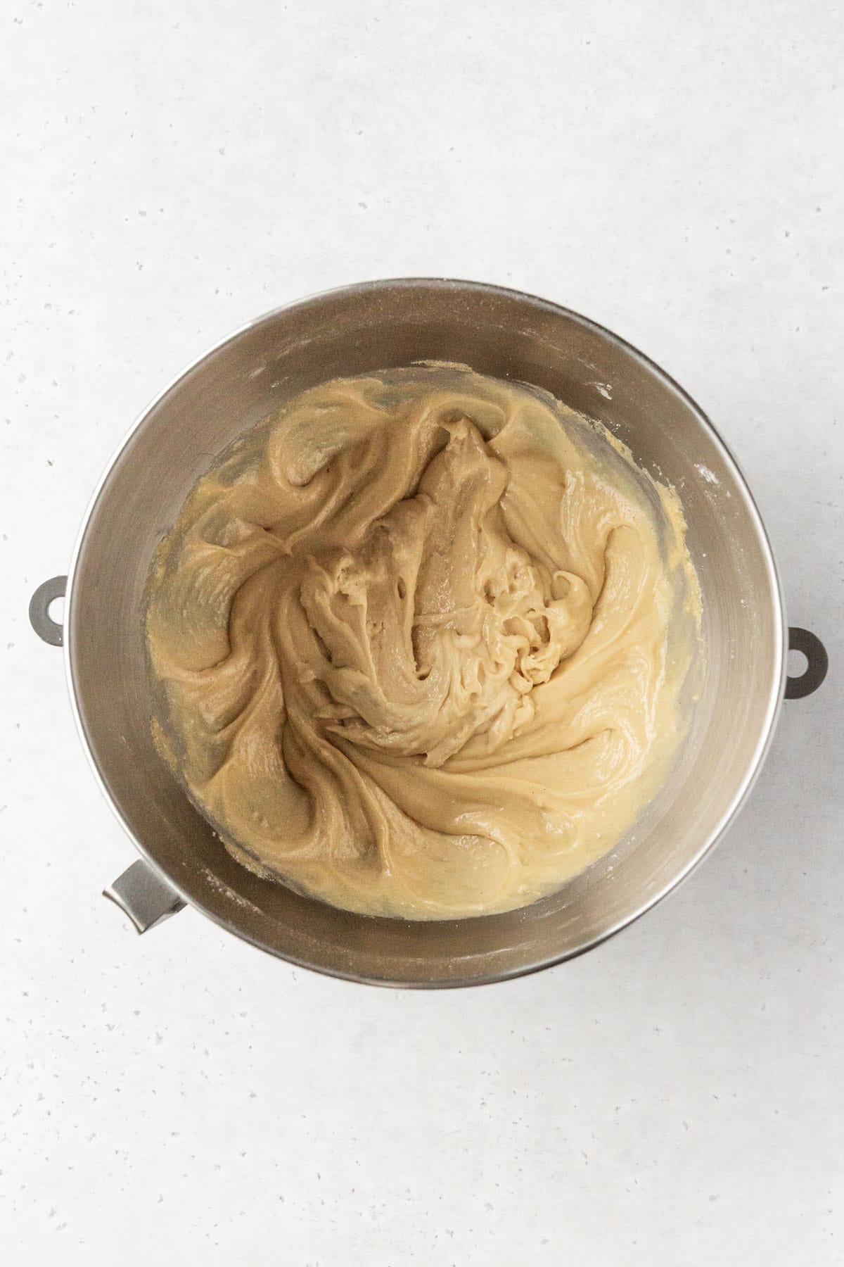 Gluten-free coffee cake batter after combining wet and dry ingredients.