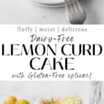 skinny vertical pin for dairy-free lemon curd cake with gluten-free instructions.